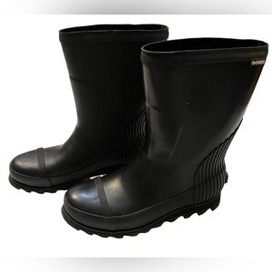 Sorel Black Waterproof Rain Boots Women’s Size 7.5 Rubber Mid Calf EUC